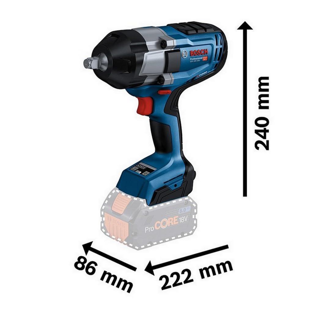 Bosch Professional BITURBO Akku-Drehschlagschrauber GDS 18V-1000 – Ohne Akku & Ladegerät, mit Leiterclip