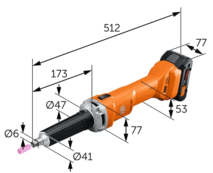 FEIN AGSZ 18-280 LBL AS Akku-Geradschleifer – 18V, bürstenlos, für Trenn-, Schleif-, Entgrat- & Fräsarbeiten, kompatibel mit AMPShare & ProCORE18V Akkus