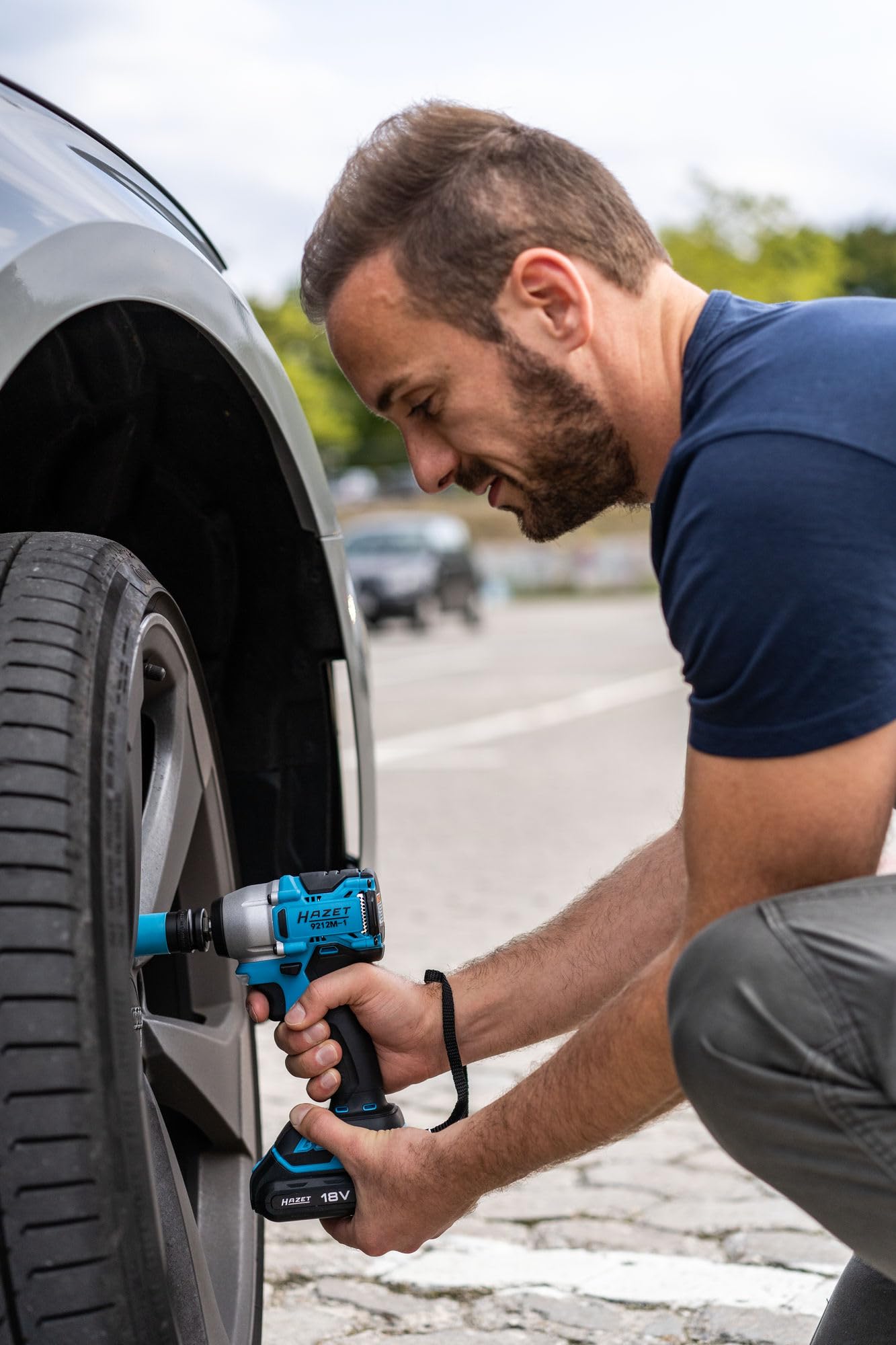 HAZET 9212M-1 Mini Akku-Schlagschrauber Set – 1/2" Vierkant, 3-teilig, bürstenlos, 3 Leistungsstufen