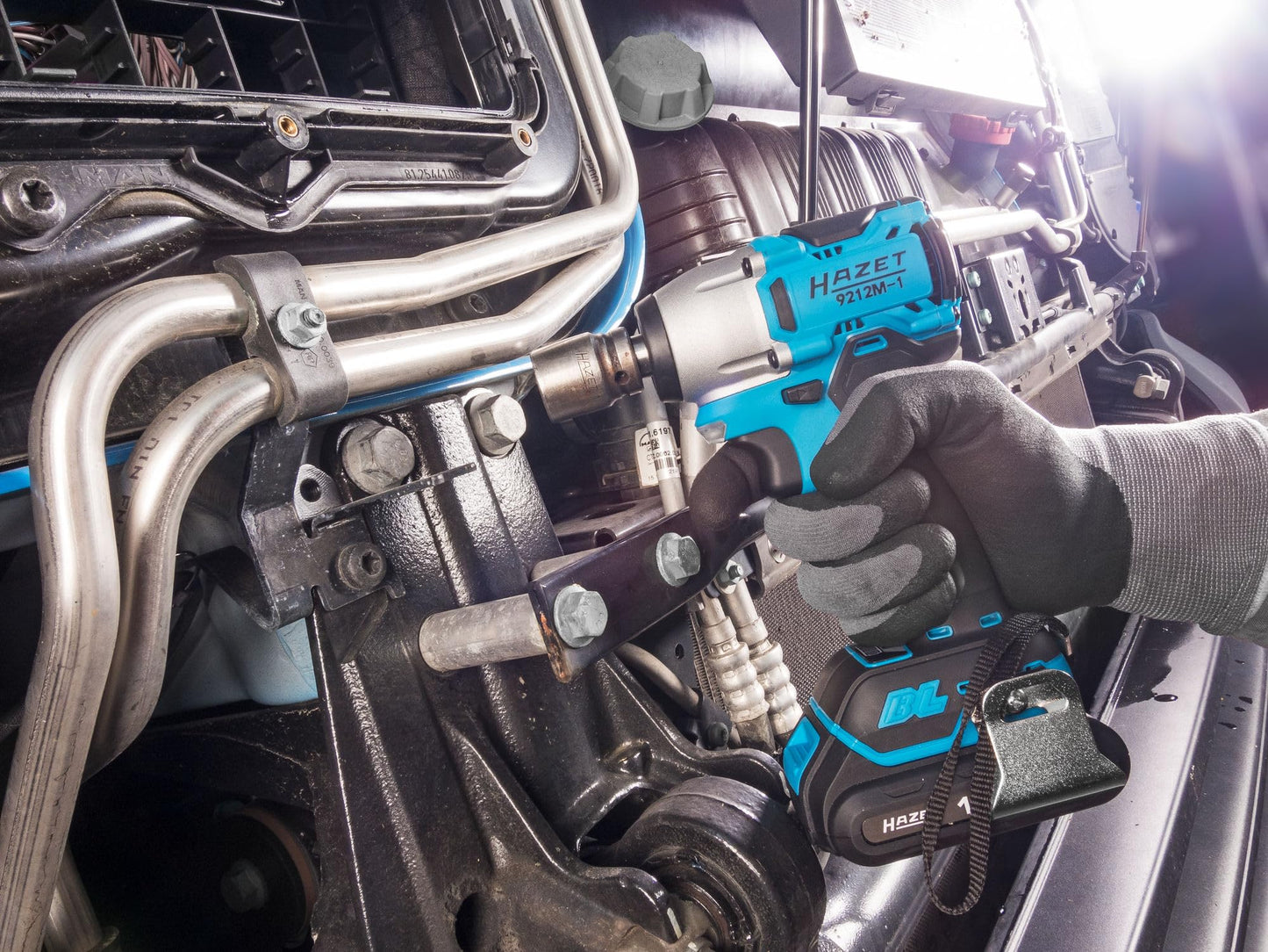 HAZET 9212M-1 Mini Akku-Schlagschrauber Set – 1/2" Vierkant, 3-teilig, bürstenlos, 3 Leistungsstufen