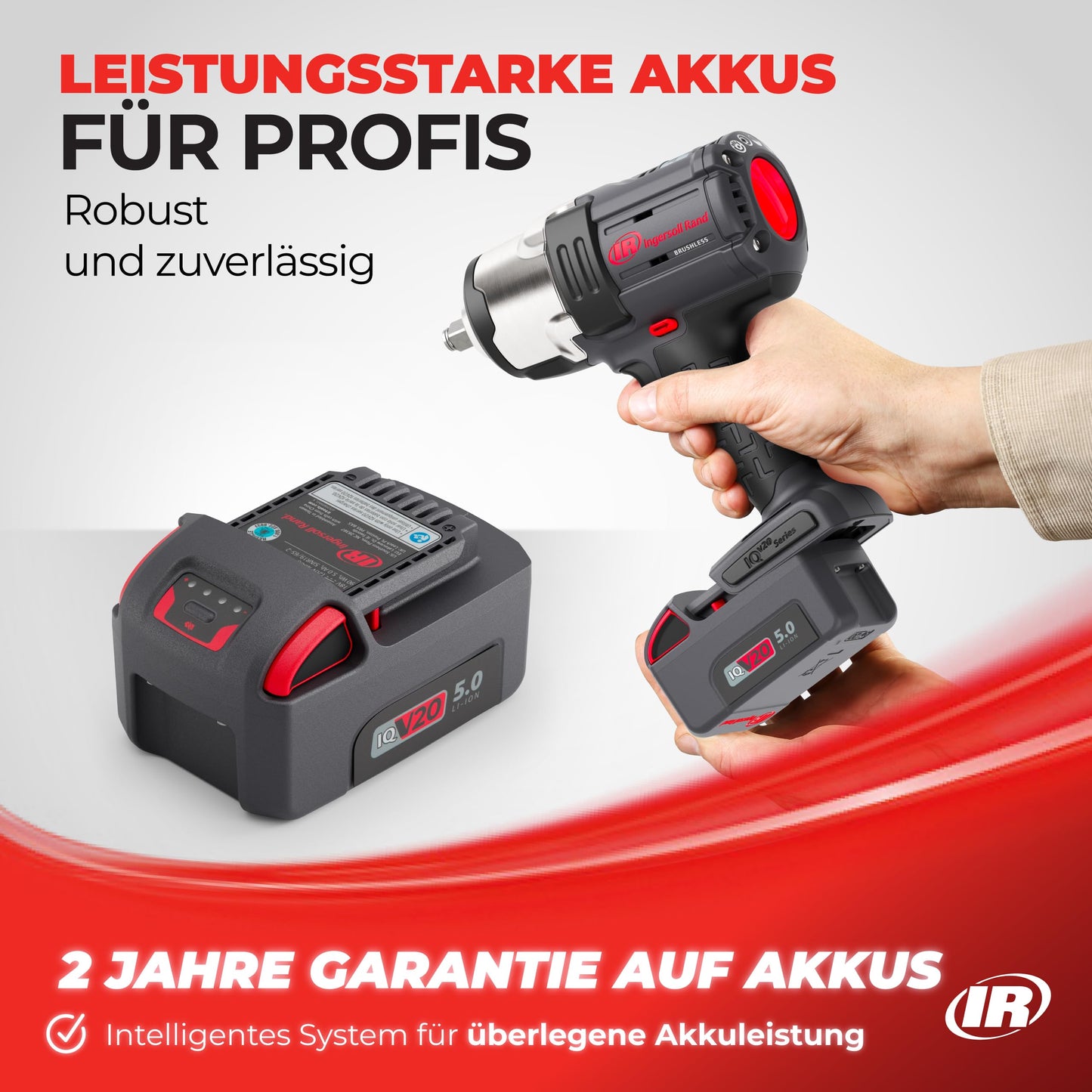 Ingersoll-Rand W7172-K22B-EU 3/4" Akku-Schlagschrauber – 20V, 2x 5,0Ah Akkus & Ladegerät im Koffer